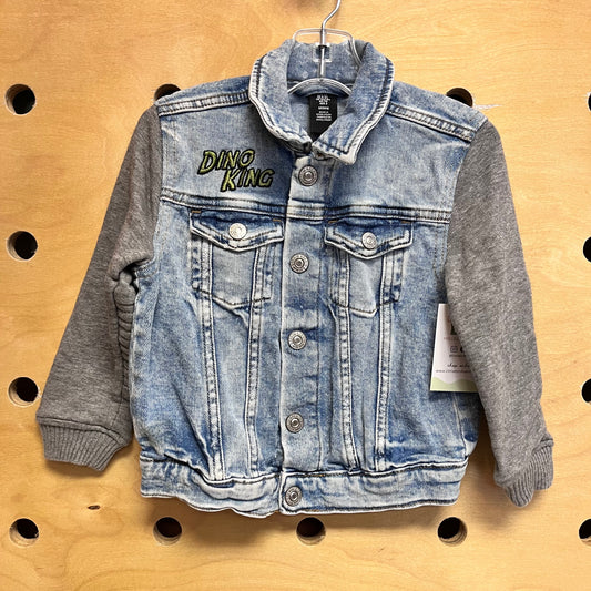 Embroider 'Dino King' Snap Denim Jacket
