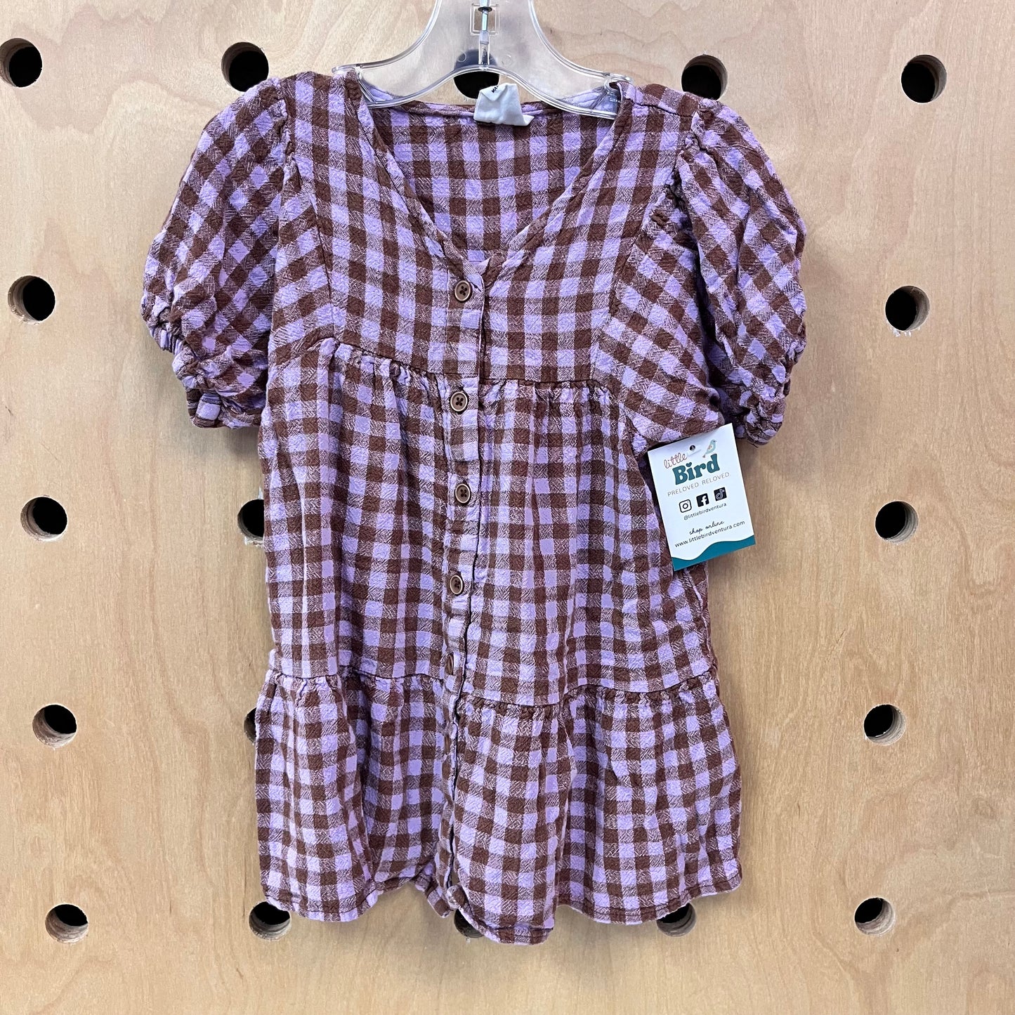 Purple + Brown Checkered Dress