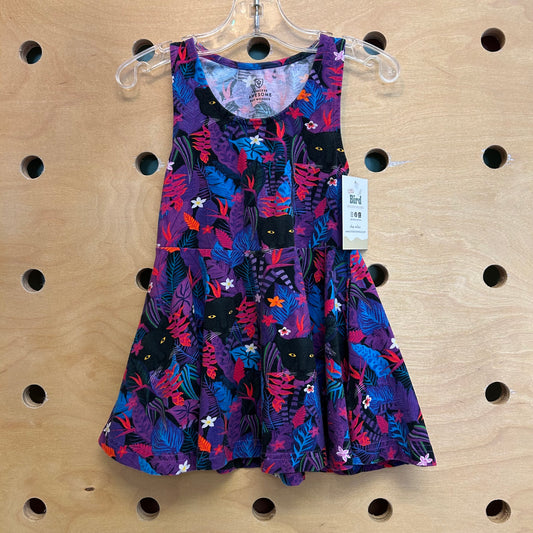 Organic Floral/Black Leopard Dress