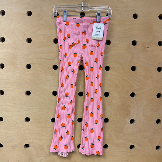 Pink Ribbed Oranges Flare Leggings