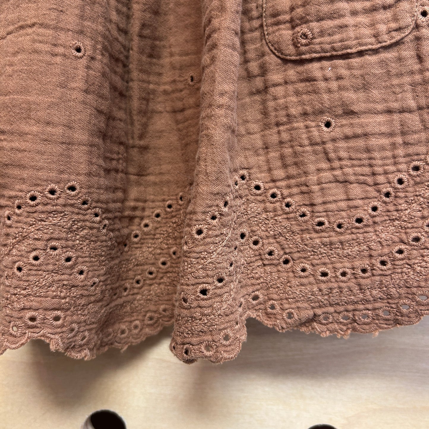 Brown Eyelet Cotton Dress