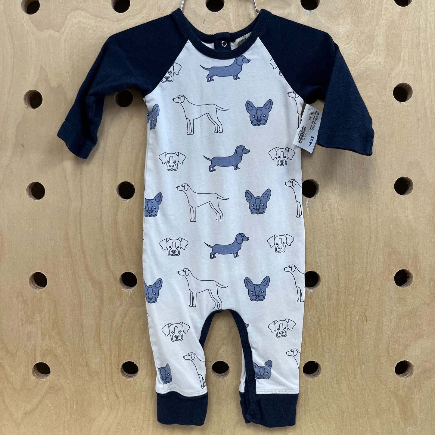 Navy+White Dogs Romper