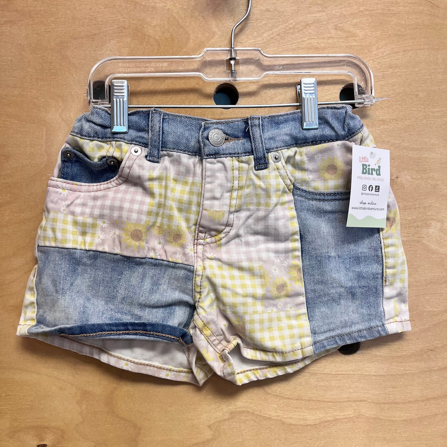 Yellow/Pink Floral Denim Shorts