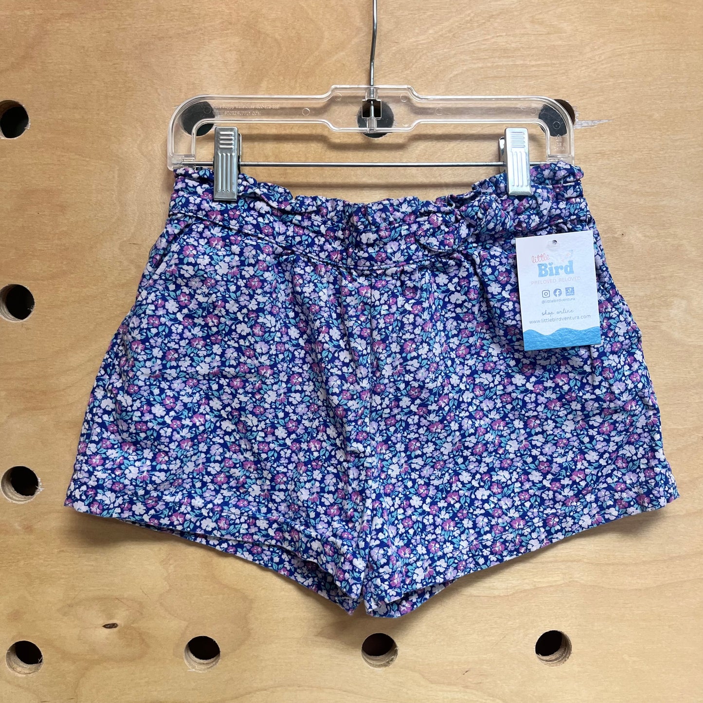 Blue Floral Pull On Cotton Shorts