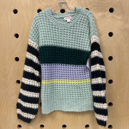 Large Knit Multi-Color Stripe Sweater