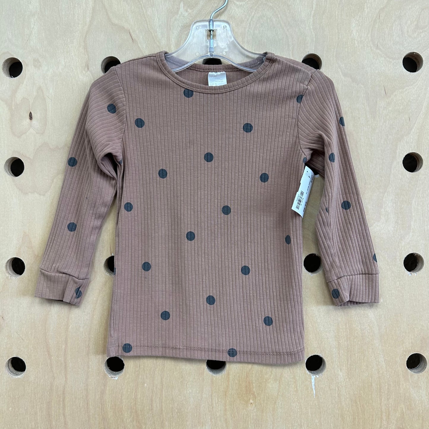 Brown Ribbed Spotty Top