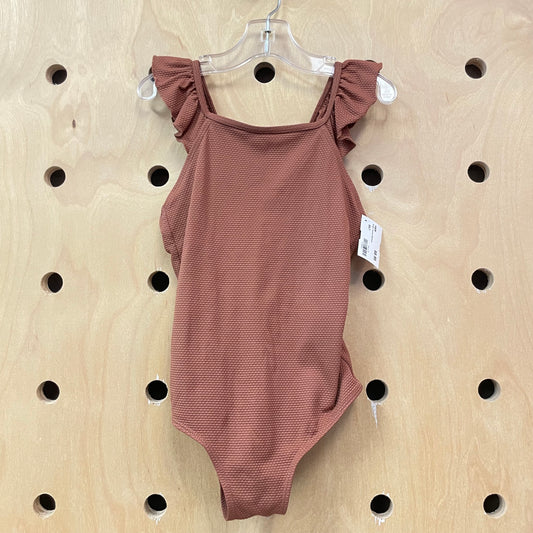 Brown Textured Swimsuit