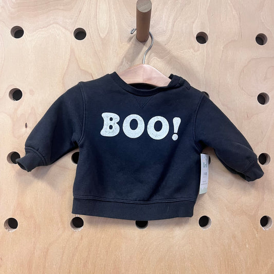 Black 'BOO' Cotton Blend Crewneck