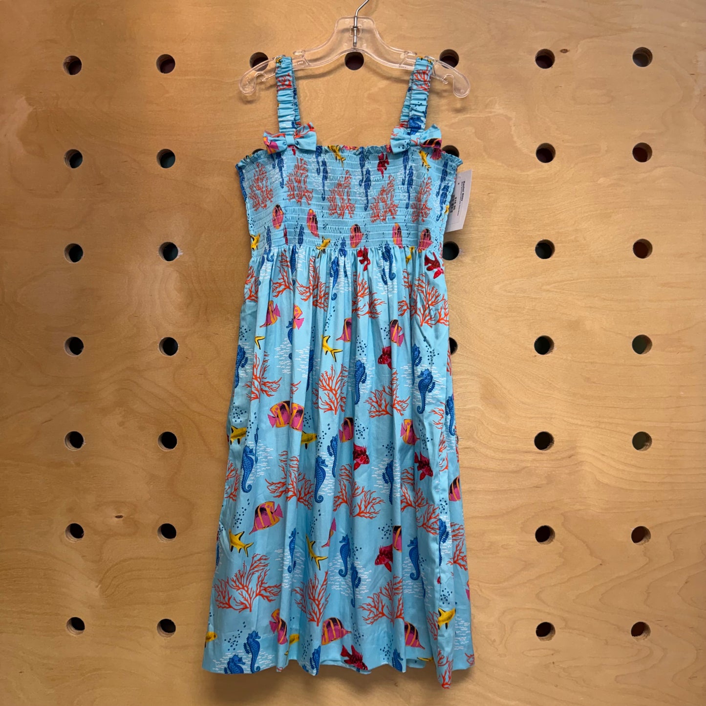 Blue Smocked Sea Life Tank Dress