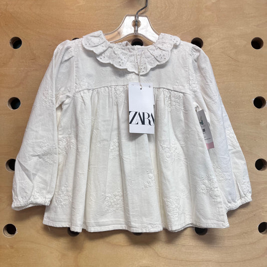 Cream Embroidered/Lace Collar LS NEW!