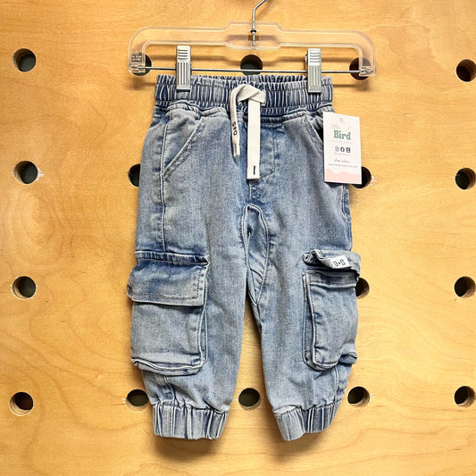 Light Wash Cargo Denim Joggers