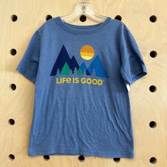 Blue Logo Mountains Tee