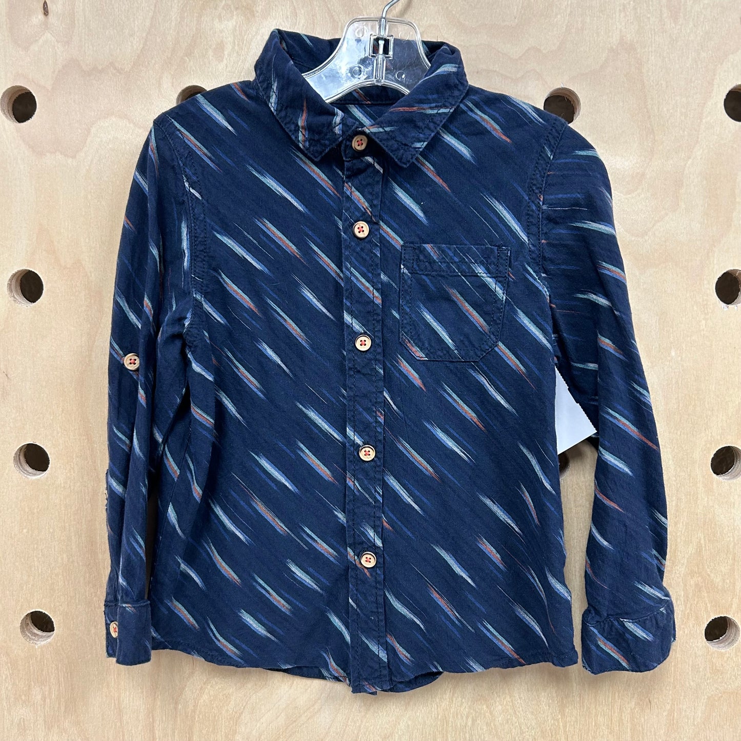 Blue Colorful Brushed Print Shirt