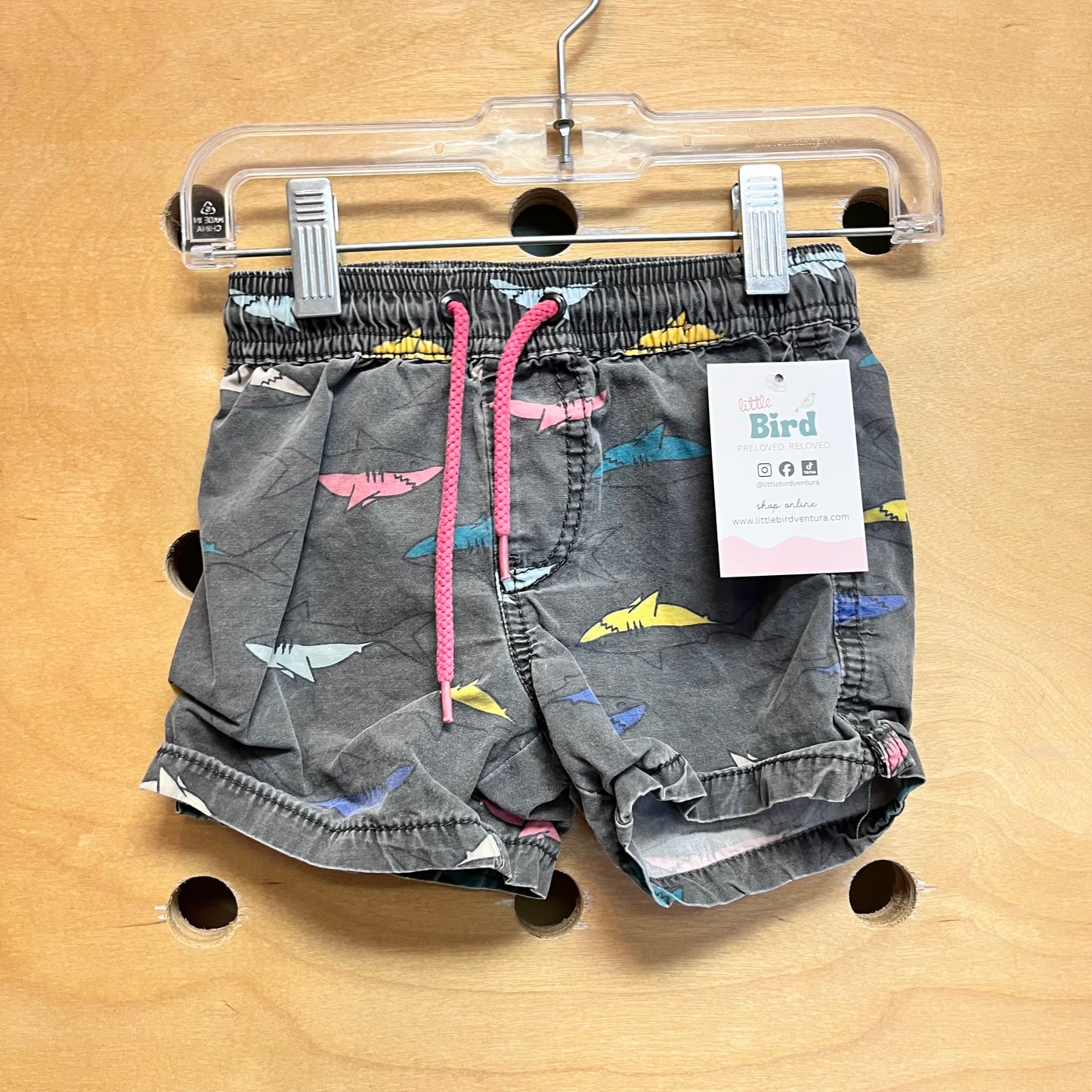 Grey Drawstring Shark Shorts