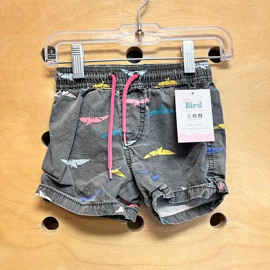 Grey Drawstring Shark Shorts