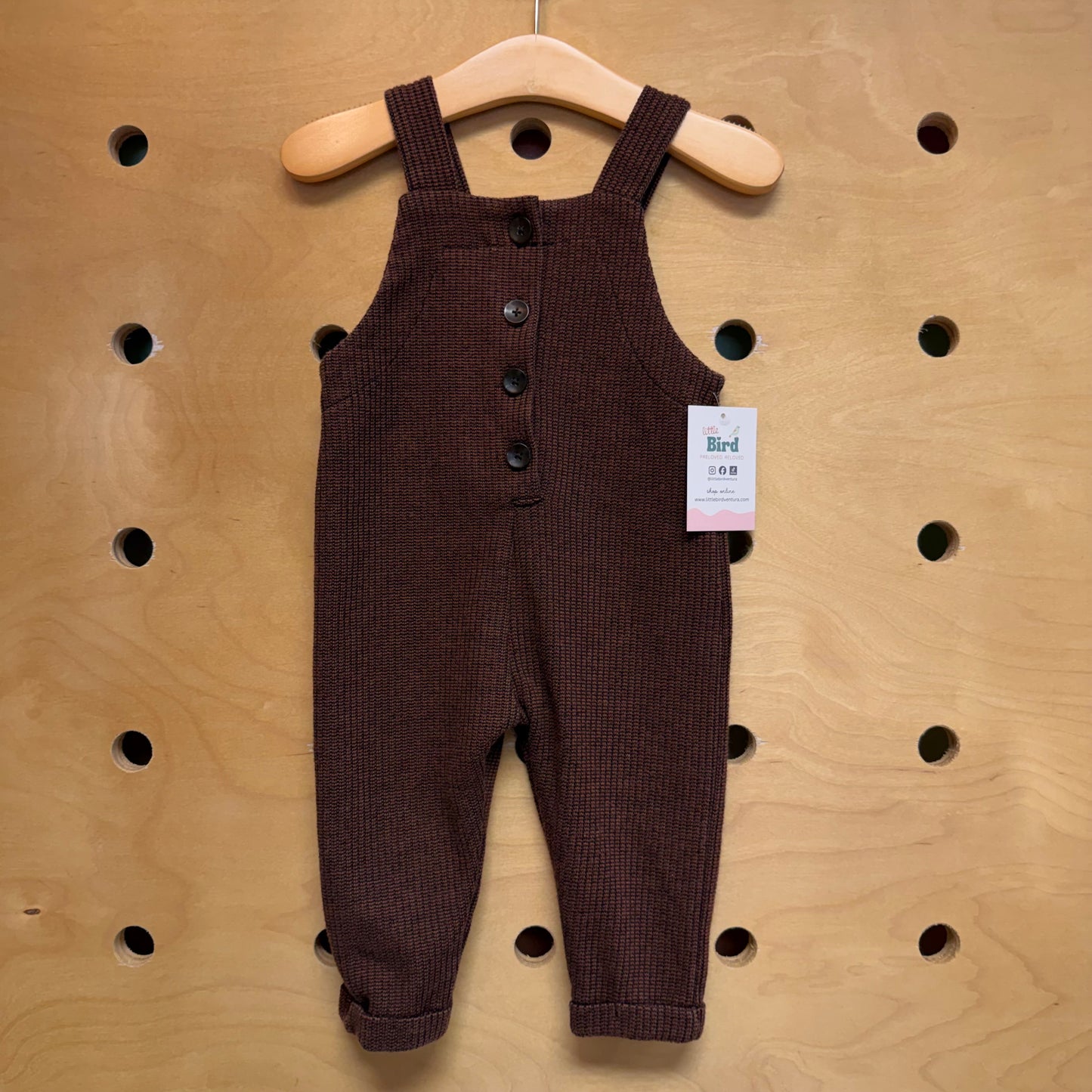 Brown Waffle Knit Coveralls