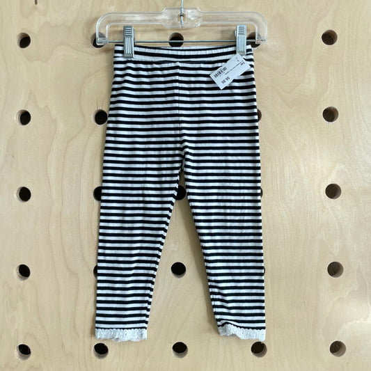 B+W Striped Lace Trim Leggings