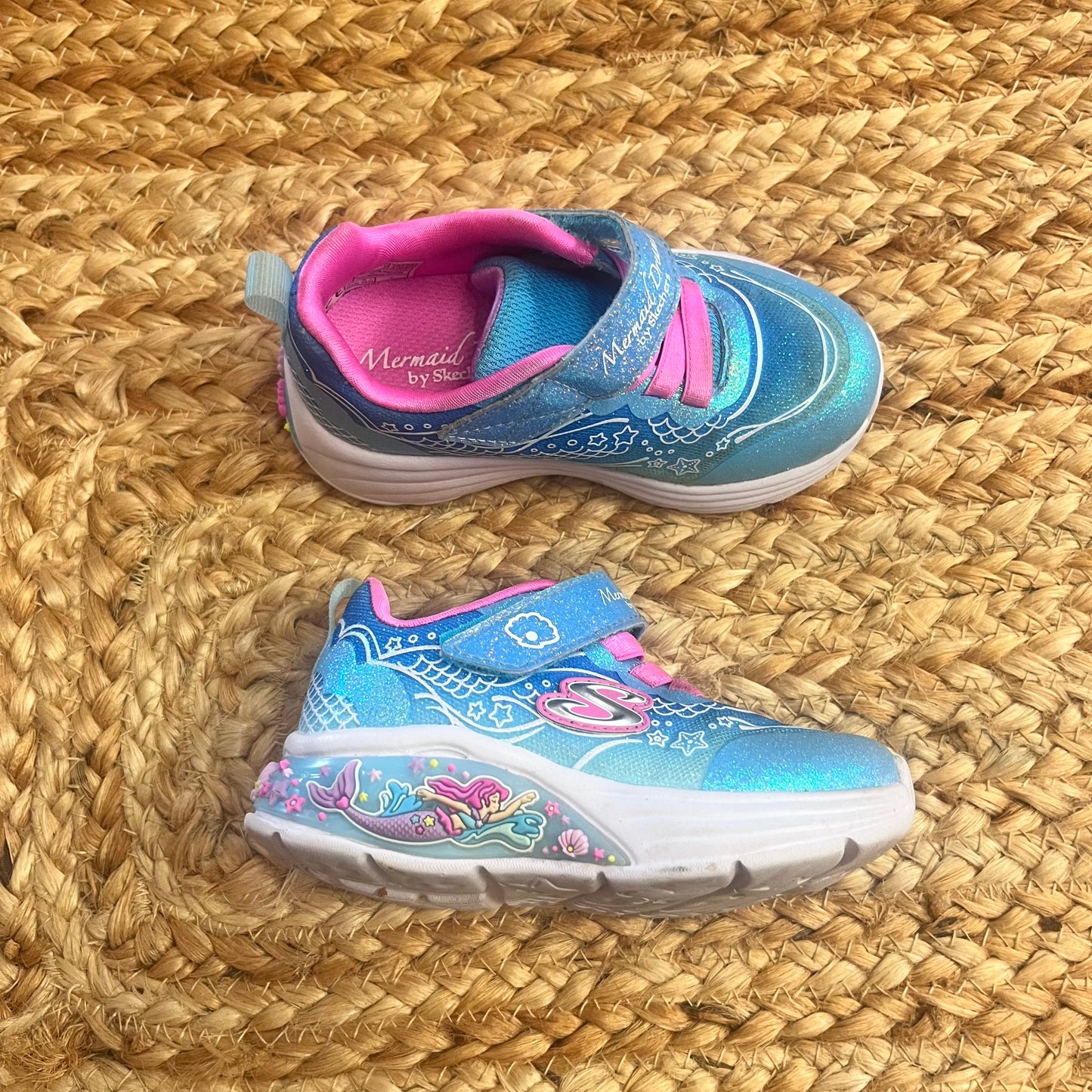 Blue Mermaid Light-Up Velcro Sneakers