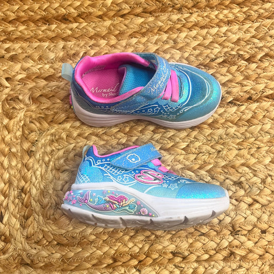 Blue Mermaid Light-Up Velcro Sneakers