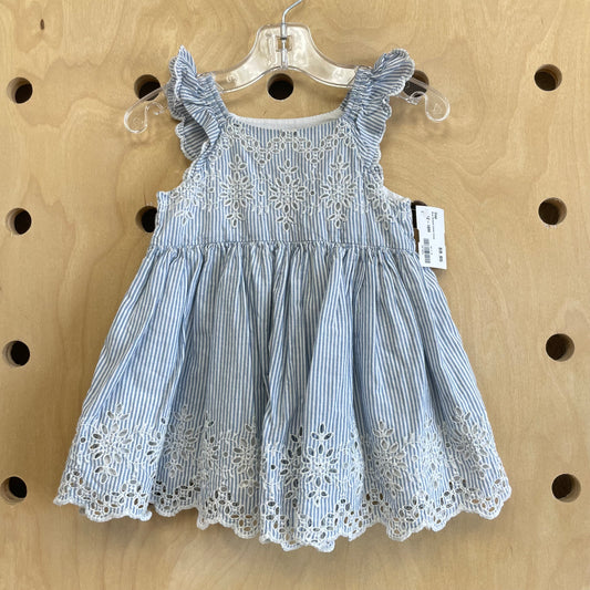 Blue Striped Eyelet Dress