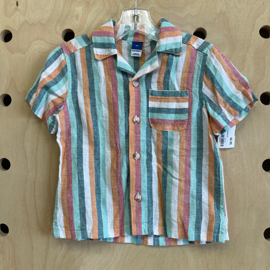 Striped Linen Blend Button Up