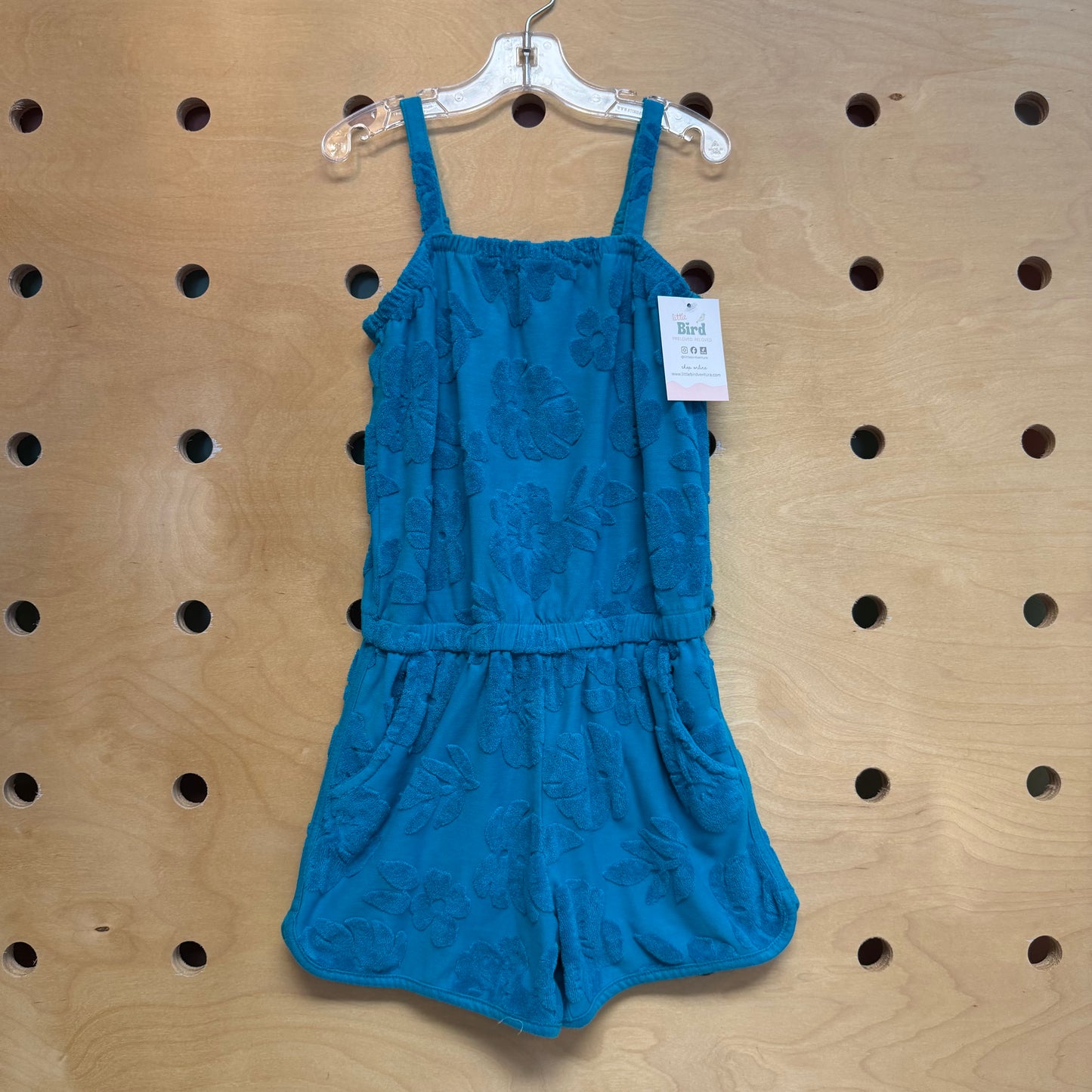 Blue Terry Hibiscus Romper