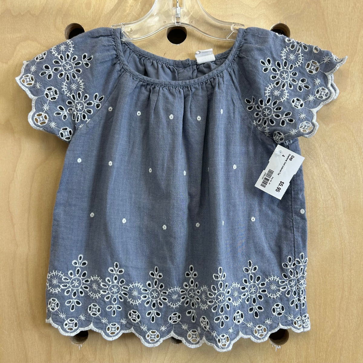 Chambray Embroidered Top