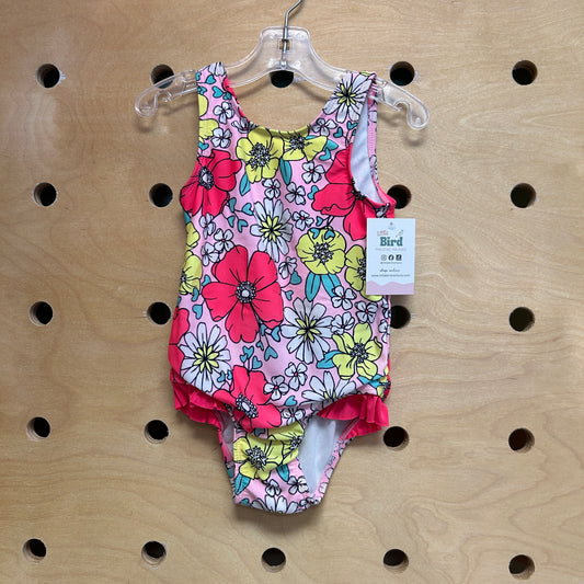 Keyhole-Back Floral Swimsuit