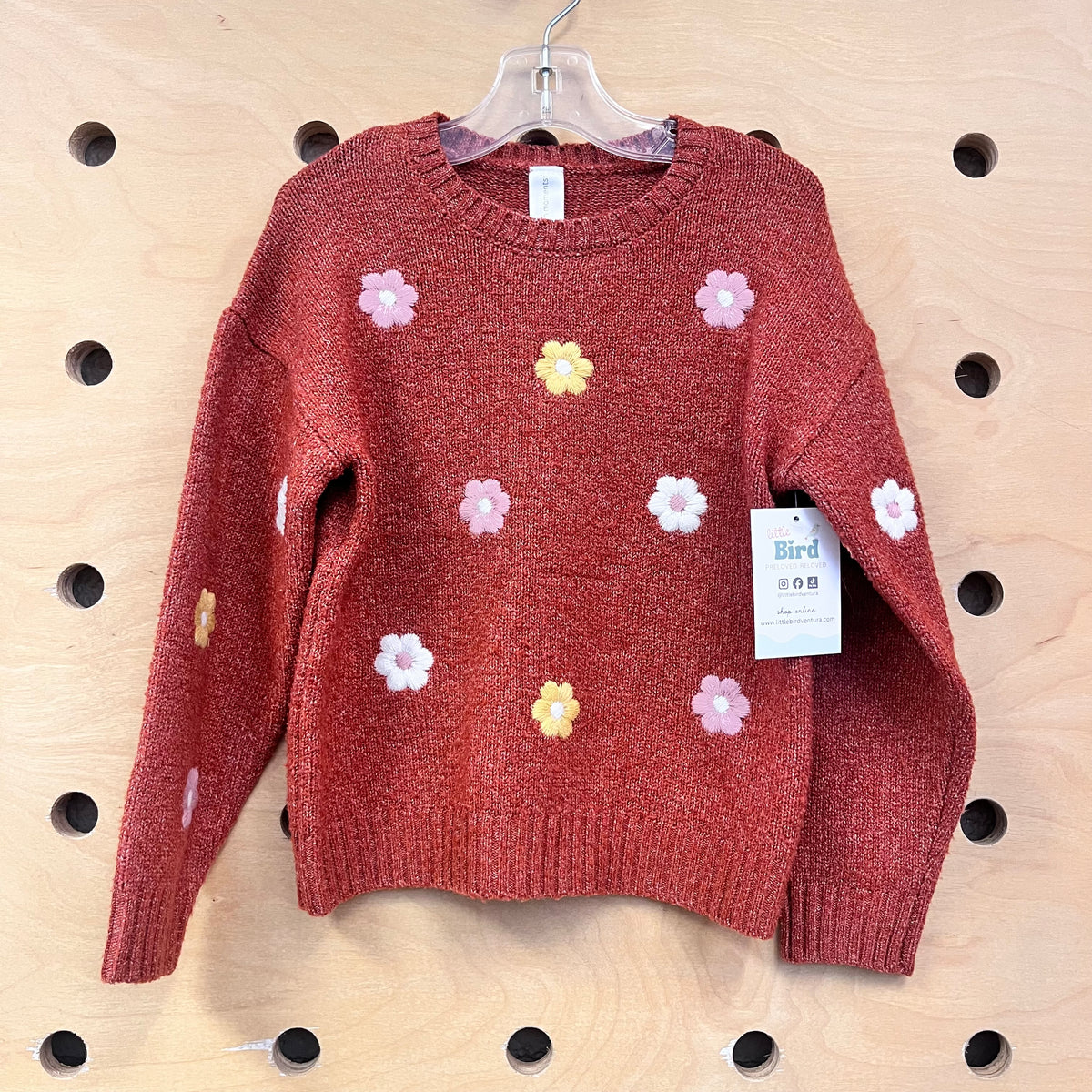 Brick Embroidered Floral Sweater