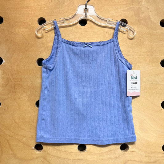 Blue Ribbed Eyelet Tank