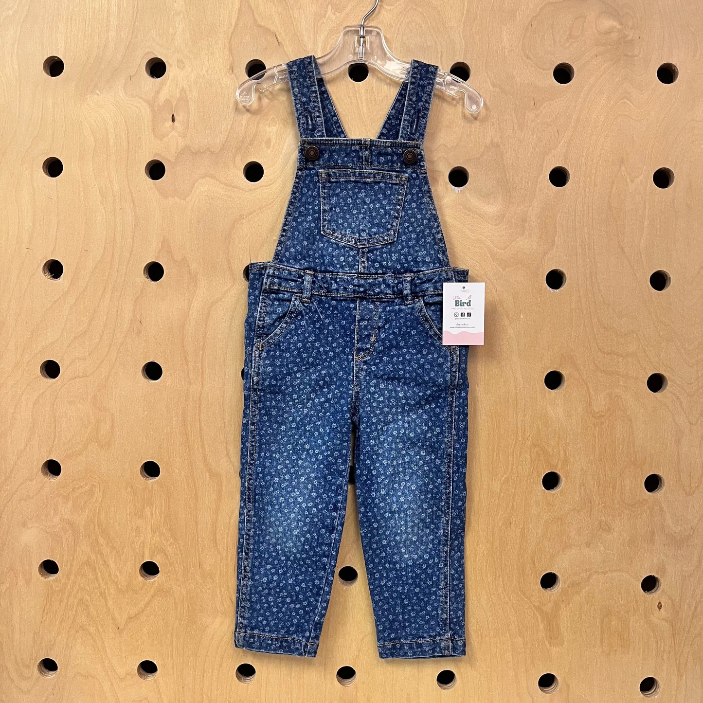 Denim Floral Overalls