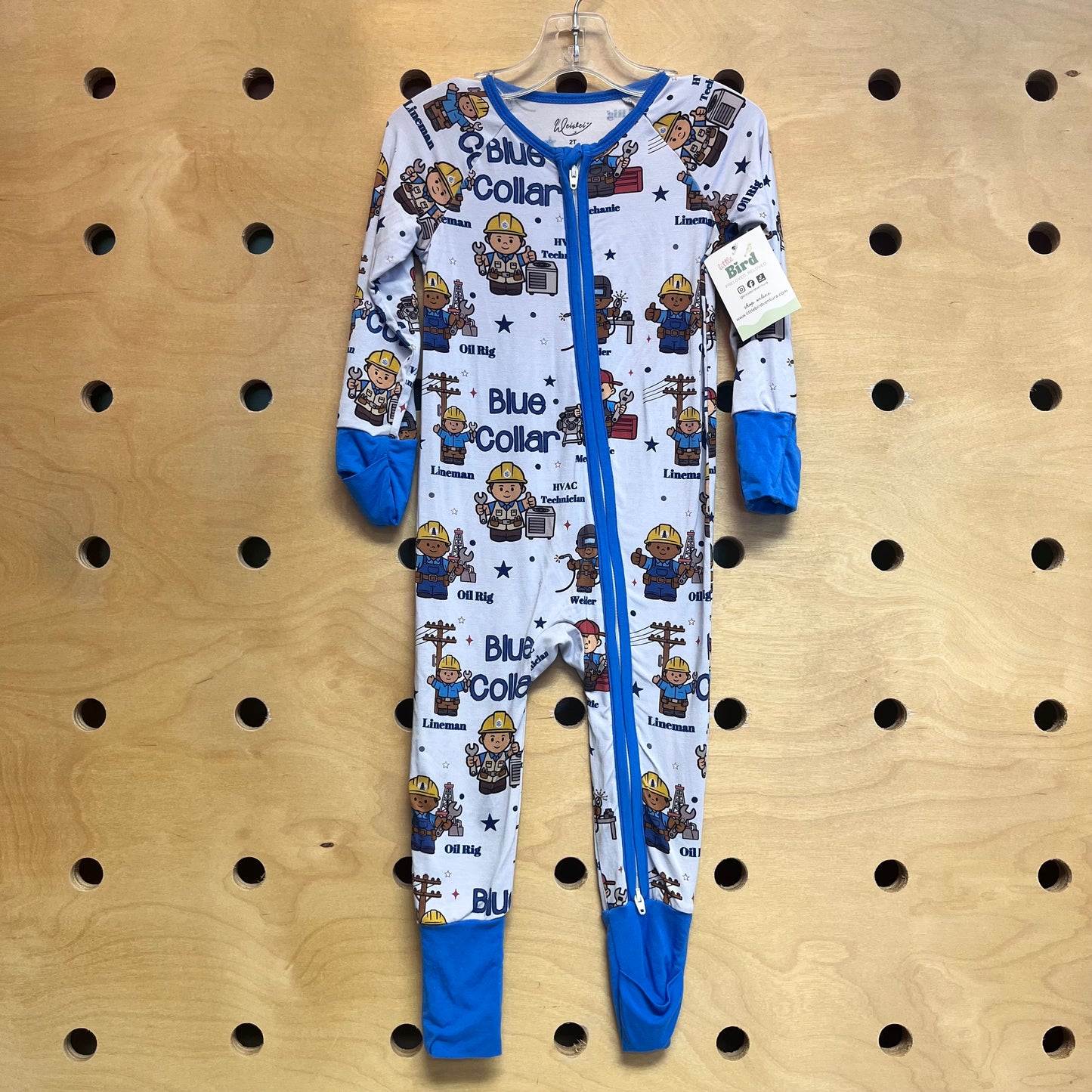 Grey Blue Collar Bamboo Zippy