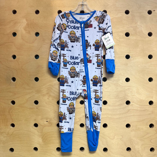 Grey Blue Collar Bamboo Zippy