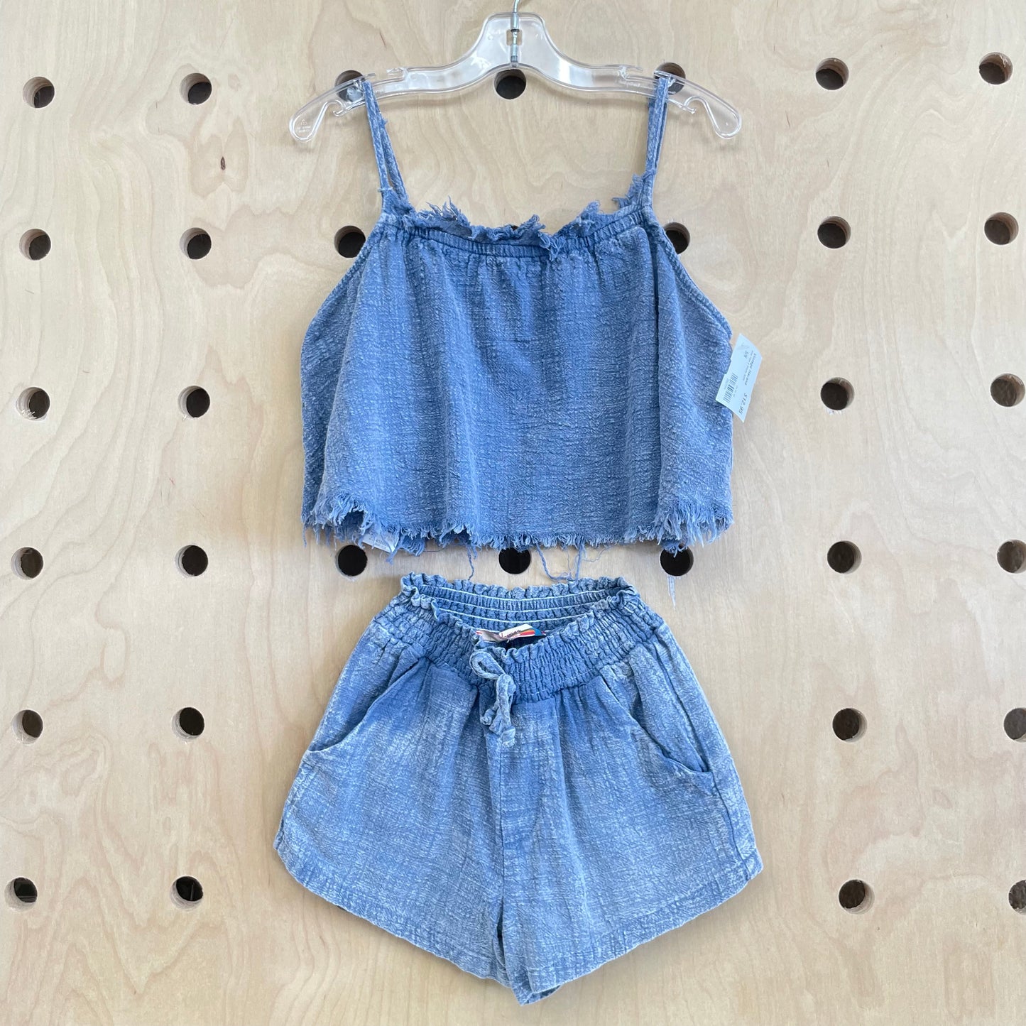 Blue Tank & Shorts Outfit