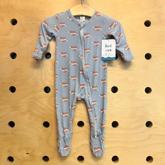 Blue Heart Mama Bamboo Footies