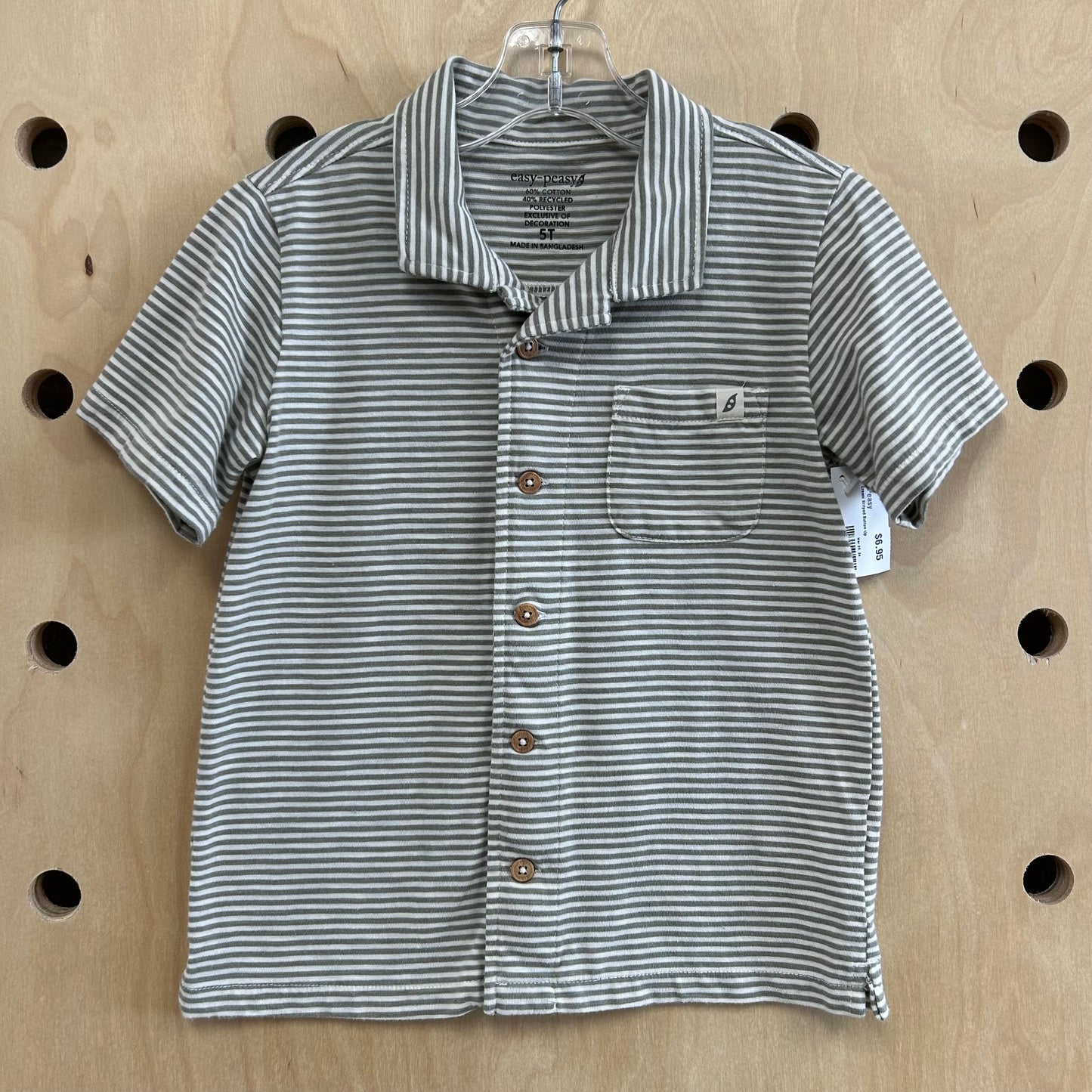 Olive+Cream Striped Button Up