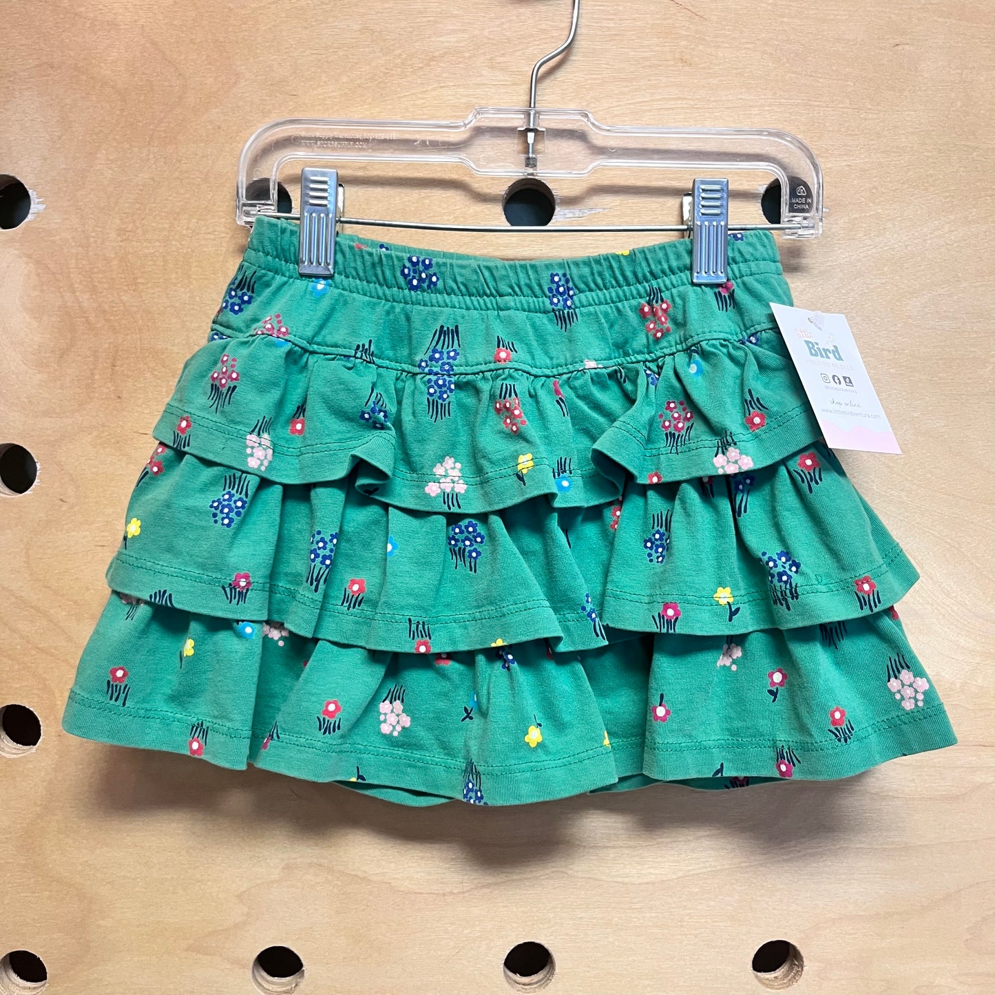 Green Floral Tiered Skort