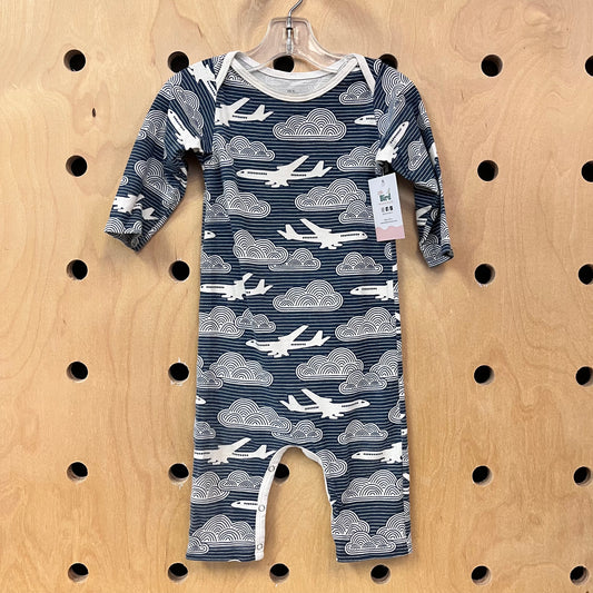 Organic Blue Airplanes Romper