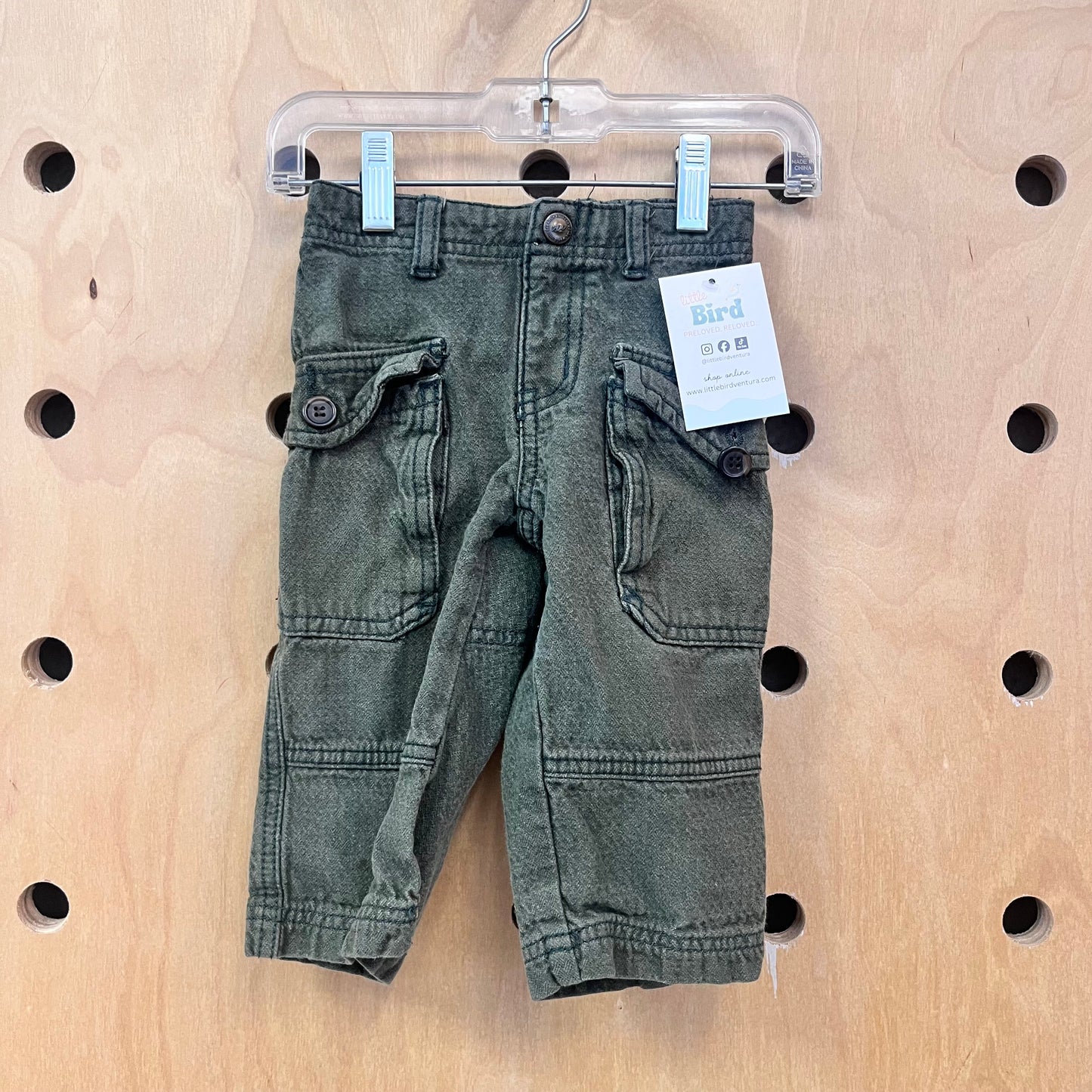 Green Textured Cago Pants