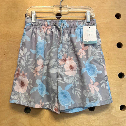 Floral Turtles Drawstring Swim Shorts