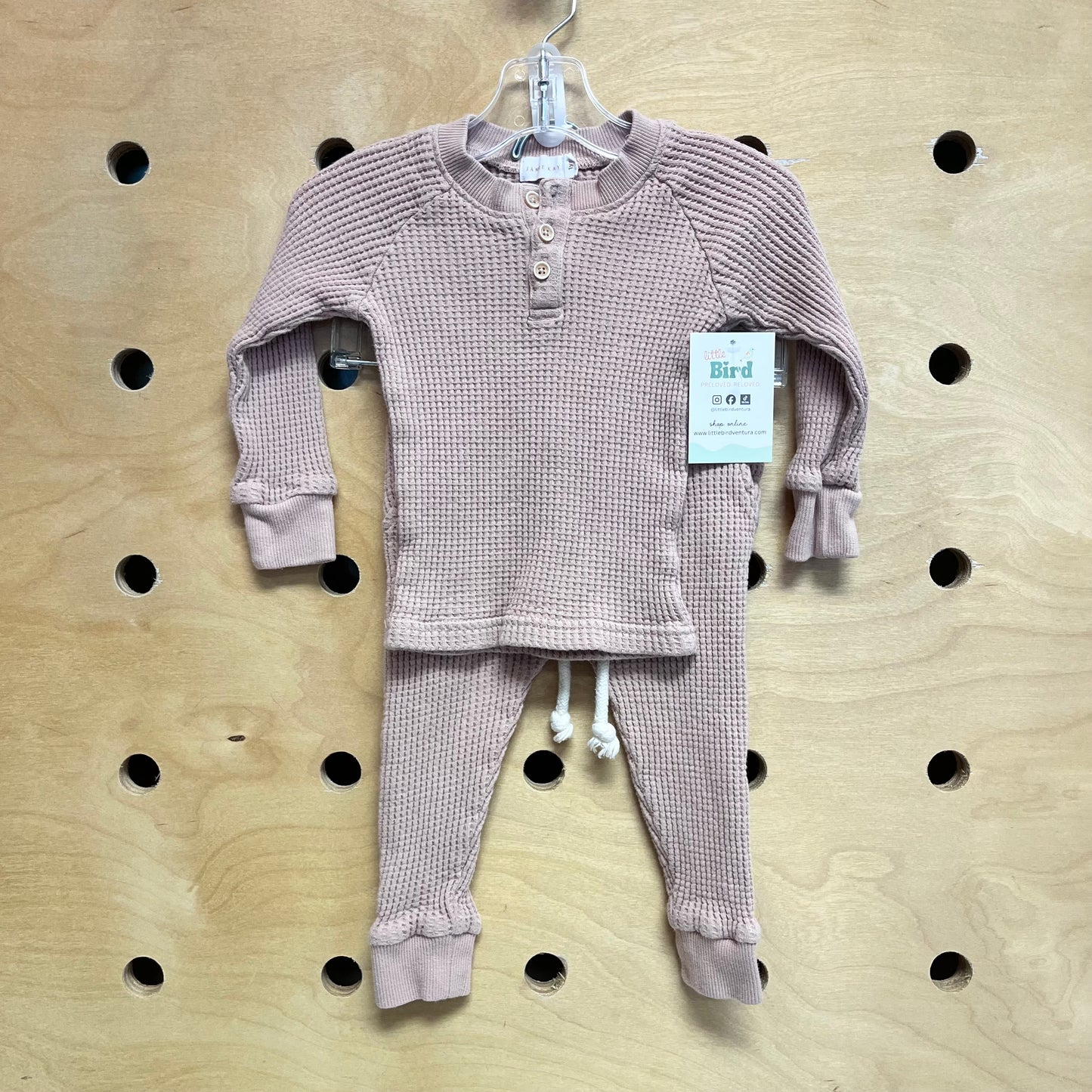 Dusty Pink Organic Waffle Knit Outfit