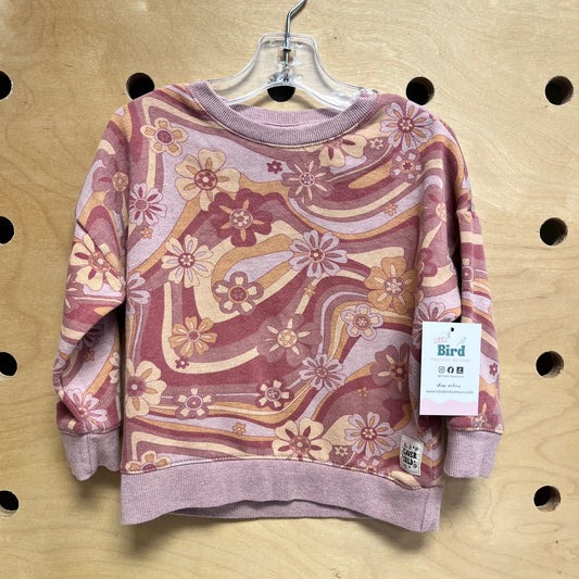 Mauve Mod Floral Pullover