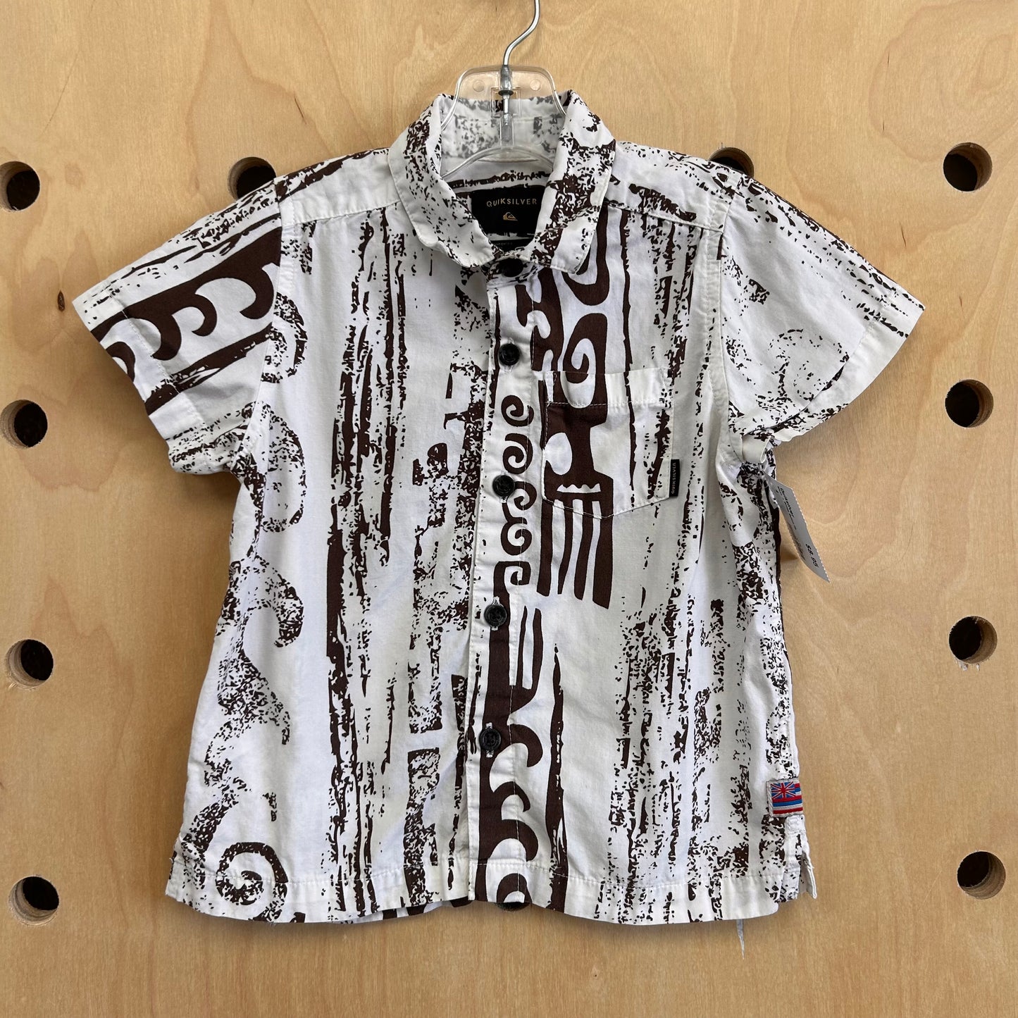 White + Brown Button Up