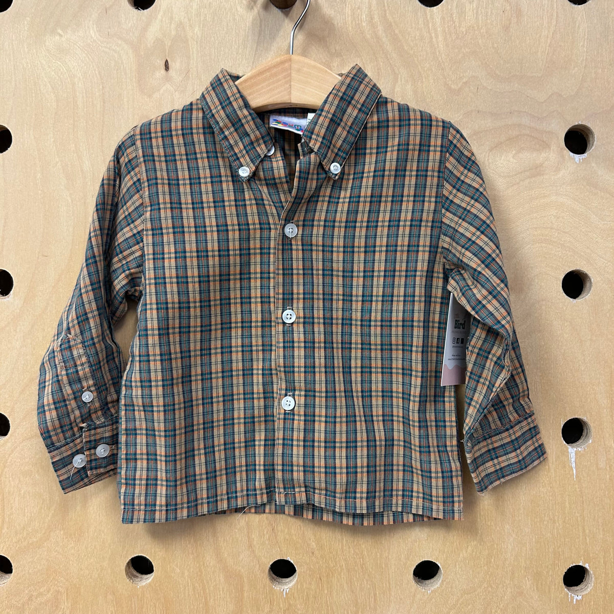 Gum Balls Brown Plaid Button Up