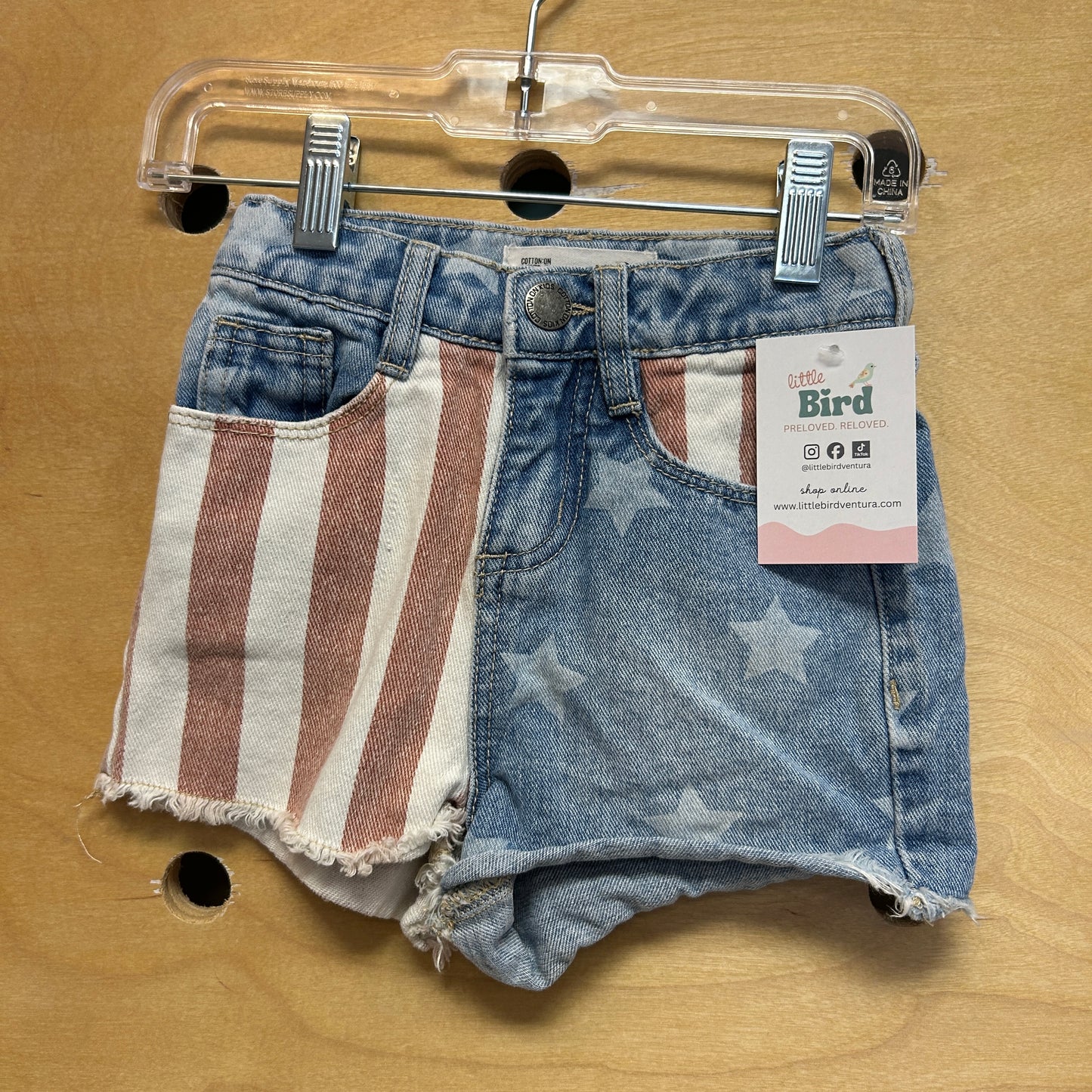 American Flag Denim Shorts
