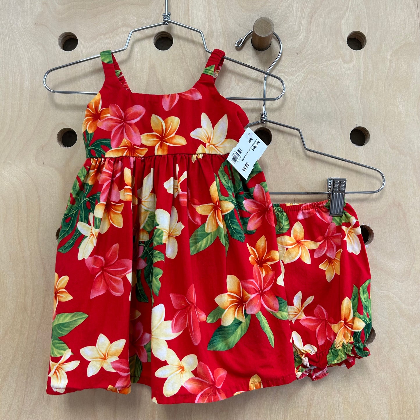 Red Plumeria Tank Dress & Shorties