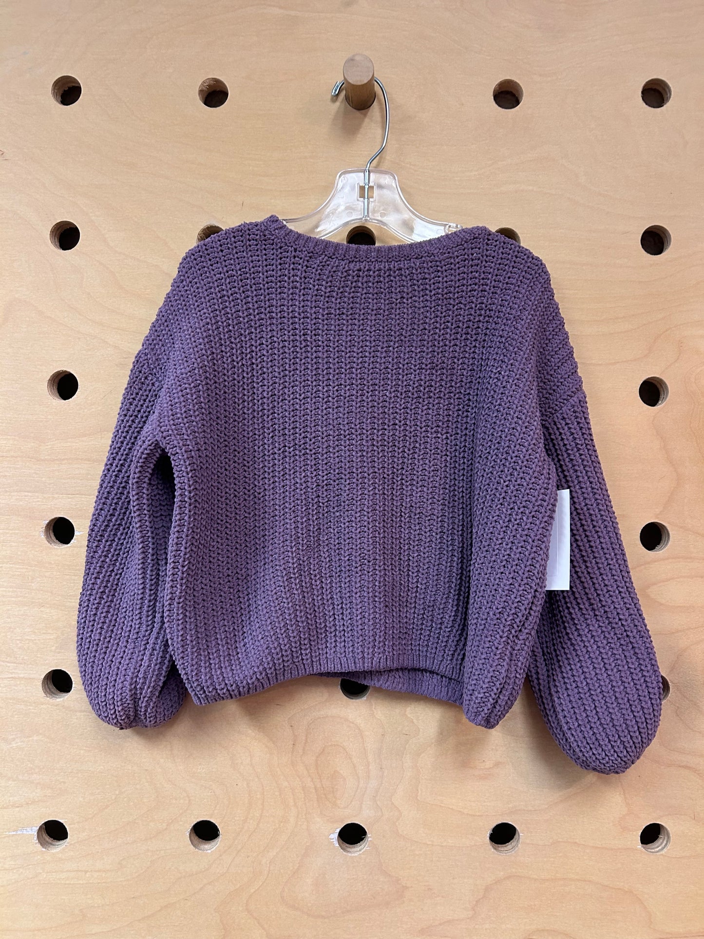 Purple Bubble Sleeve Knit Sweater