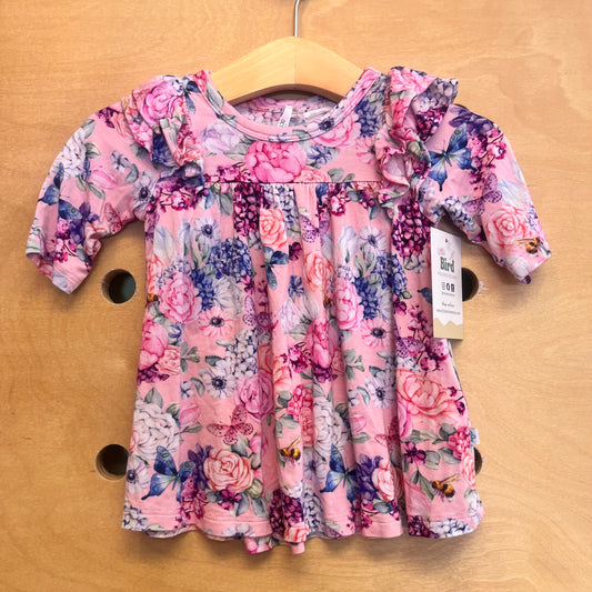 Pink Floral Butterflies Bamboo Dress
