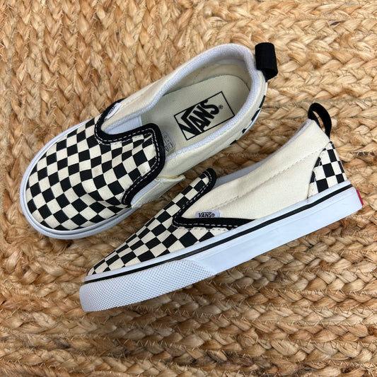 Cream & Black Checkered Slip Ons