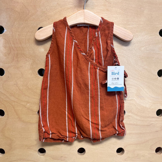 Rust/White Striped Linen Romper